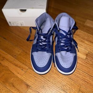 Women Jordan 1 Mid, size 10 , Color: Iron Purple/Deep Royal Blue